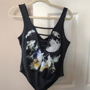 Wolf print bodysuit